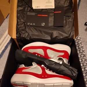Prada America's Cup Sneakers for women Red&White size 7.5